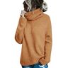 Runcati Dames rolkraag gebreide trui lange mouwen effen casual losse warme sweater, camelkleur, S