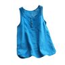 Generic 2024 Losse damesmaat effen vest T-shirt tops vintage mouwloze casual plus blouse dames blouse pluche, Blauw, 3XL
