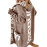 KYZTMHC Vest Grof Gebreid Damesjack Gebreide Trui Winter Open Lang Gebreid Vest Gebreide Jas met Lange Mouwen Warme Gebreide Trui Uitloper Overgangsjas (Color : Brown, Size : L)