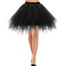 Bbonlinedress Rok Vrouwen Knielengte Tule Petticoat petticoat lange petticoat jurk Rockabilly petticoat petticoat petticoat kort zwart Retro tutu ballet tule rok Crinoline Cosplay Black L