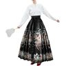 ZORMAN Skirt Spring And Autumn Half Skirt Hanfu Clothing Skirt Style Skirt Horse Face Pleated Skirt Skirt For Women-Black-One Size