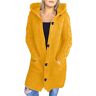 IQYU Gebreide jas voor dames, grof gebreid, kort, elegant gebreid vest met capuchon voor lente en winter, warm gebreid vest, sweaterjas, damesjas, gebreide jas, geel, XXL