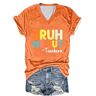 Generic 2024 AI Vrouwen Bruh We Out Leraren Shirt Grappige Letter Print Tee V-hals Korte Mouw T-shirt Leraar Gift Tops Knop Top Vrouwen, Oranje, S