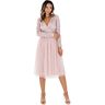 Maya Deluxe Midi elegante cocktailjurk voor dames, met diepe V-hals, pailletten, cocktailjurk, eindexamenfeest, bruidsmeisjesjurk, bruidsmeisjesjurk, bruidsmeisjesjurk, frosted pink, 54 NL