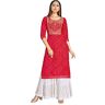 STYLE INSTANT Indian Kurti voor dames met Palazzo   Rayon Geborduurde Kurta Partywear Kurtis Jurk Voor Vrouwen Tops Tuniek, Rood, M