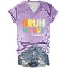 Generic 2024 Vrouwen Bruh We Out Leraren Shirt Grappige Letter Print Tee V-hals Korte Mouw T-shirt Leraar Gift Tops Womens Medium Shirt, Paars, L