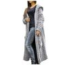 LOIJMK Lange gebreide jas voor dames, grote maten, funky gebreide jas voor dames, lang met capuchon, losse gebreide jas, grof gebreid, outerwear, elegant gebreid vest, cardigan, mantel, lange mouwen,