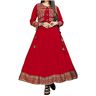 Blessfull Healing Vrouwen Zelf Ontwerp Anarkali Rayon Kurti, Rood, L