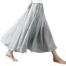 Gyios Long Skirt Summer Skirt, Cotton And Linen Skirt, Linen Solid Color Long Skirt, Loose Wide Skirt, Pleated A-line Skirt-light Green-85cm
