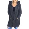 IQYU Gebreide jas voor dames, grof gebreid, kort, elegant gebreid vest met capuchon voor lente en winter, warm gebreid vest, sweaterjas, damesjas, gebreide jas, donkergrijs, L