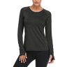 VUTRU Dames Sport T Shirt Lange Mouw Running Top Fitness Sportshirts met Duimgaten Donker Grijs M