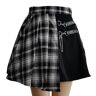 YJHLY Damesrok, punk, punk, mini-rok, gespeelde rok, asymmetrisch, taillesnit, hiphop, clubwear, gothic rok