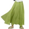 Gyios Long Skirt Summer Skirt, Cotton And Linen Skirt, Linen Solid Color Long Skirt, Loose Wide Skirt, Pleated A-line Skirt-green 1-75cm
