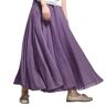 Gyios Long Skirt Summer Skirt, Cotton And Linen Skirt, Linen Solid Color Long Skirt, Loose Wide Skirt, Pleated A-line Skirt- Purple 1-95cm