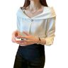 CYZJPRVN Shirt Long Sleeves Women V-Neck Blouse Shirt Tops Long Sleeve Casual Blouse Women-White-S