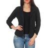 malito more than fashion malito dames Blazer in effen kleuren   Korte jas met knopen   Jersey jasje in Basic Look   Jasje 1654 (zwart, M)