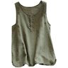 Generic 2024 Losse damesmaat effen vest T-shirt tops vintage mouwloze casual plus blouse dames blouse pluche, legergroen, XXL