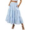 Gyios skirt Women Skirt Plaid Maxi Skirt Large Hem Beach Skirt Bohemian Skirt Elastic Waist Party Skirt Slim Long Skirt Streetwear-sky Blue-l