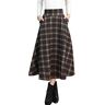 Moviendress Damesrok voor winter, maxirok, klokrok, tartan, vintage, lange geruite rok, wollen rok, elastische hoge taille, lange onderrok, rok, winterrok, jurken, plooirok, zwart, geruit, XS