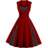 Generic Vintage cocktailjurk voor dames, jaren '50, korte mouwen, V-hals, polka dots, swing, cocktailjurk voor dames, avondjurk voor bruiloft, Hepburn-stijl, cocktailjurk, renaissance, feestjurk,