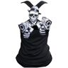 d'Rockabilly Punk Rock Baby Rockabilly Punk Rock Baby Dames Zwart Tank Top Shirt Crime Gun Skull