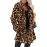 IQYU Bontjas voor dames, bontjas met luipaardprint imitatiebont jas lange mouwen cardigan met zakken bontjas faux fur jas herfst winter overgangsjas bontjas winterjas kunstbont jas herfstjas, bruin,