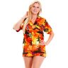 V.H.O. Funky Hawaïblouse Hawaiihemd dames korte mouwen voorzak boyfriend cut Hawaii-print strand surf UNICUT, Surf Orange, L