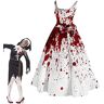 Gomice Bloedige Halloween-print voor dames   Aangescherpte taille, mouwloos, uitlopende zoom, Halloween-jurk met bloedprint   Halloween bloedprintjurk voor feestcosplay, feestoutfits