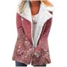 Generic Fleece winterjassen voor dames, sherpa gevoerde jassen, reverskraag, cardigans, overjassen, warme winterjassen, dikke bovenkleding met lange mouwen, Rood, L