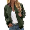 Generic 2024 Damesmode Solid Jassen Rits Jassen Casual Met Zakken Jas Lederen Jassen voor Vrouwen, Groen, XL