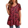 Enmain Dames casual tuniektops lange mouw dames lange tuniek blouse shirts ronde hals plus size tunieken jurk zwevend T-shirt voor vrouwen, S-3XL, Z01- Rood, 3XL