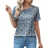 ADXFWORU Blouses Voor Dames Zomer Basic T-shirts Bloemen Tops Meisjes Zomer Korte Mouw Top Blouseshirt Dames T-shirts en blouses, blauw, XXL