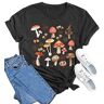 hohololo Paddenstoel-shirt voor dames paddenstoel liefhebbers T-shirt vrouwen T-shirt met paddenstoel motief casual tops met korte mouwen, grijs, XXL