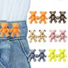 ZXCVB 6PACK Cute Adjustable Button Pins, Cute Bear No-Sew Waist Button, Bear Button Pins for Jeans, Bear Clips for Pants, Pant Clips for Waist (Type A)