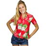 King Kameha Funky Hawaii blouse Hawaïhemd dames korte mouwen voorzak Hawaii-print kleine bloemen patroon