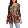 Enmain Dames tuniek tops lang dames V-hals 3/4 mouw top casual patroon/effen kleur zakachtige zoom T-shirt blouse en shirts voor vrouwen, P1 Bourgondië, L