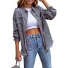 CzooM Dames spijkerjasje Trendy gescheurd spijkerjasje voor dames Casual Distressed Long Boyfriend spijkerjasje Vintage spijkerjacks (Color : Gray, Size : M)