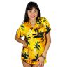V.H.O. Funky Hawaïblouse Hawaiihemd dames korte mouwen voorzak boyfriend cut Hawaii-print strand surf UNICUT, Surf geel, XXL