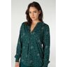 JANSEN AMSTERDAM Shirel top met vogeldessin en v-hals Groen Extra Small Female