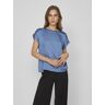 Vila Viellette s/s satin top/su noos Blauw 34 Female