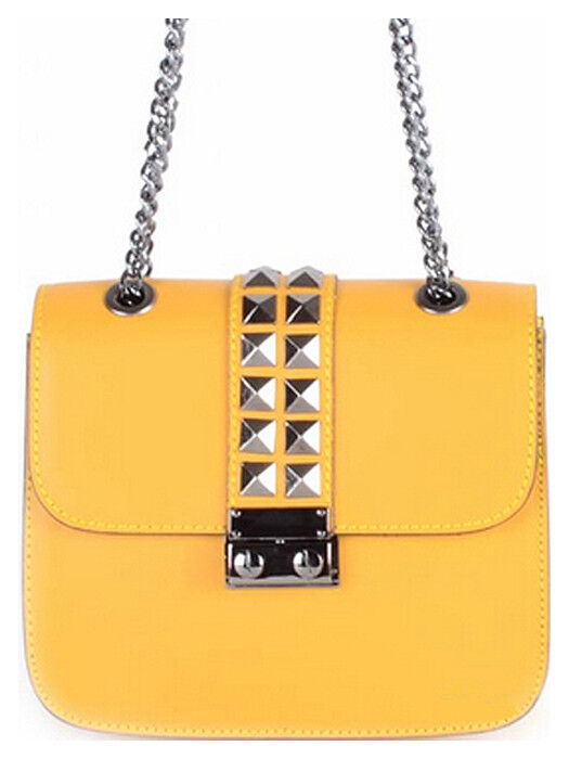 Fashionize Tas Studs Leer Geel  - geel