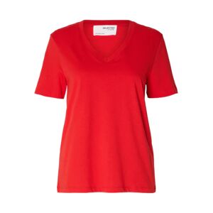 Selected Femme Essential Ss V-Neck Tee - Flame Scarlet XS