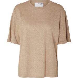 Selected Femme Vilja Linen Ss Tee - Humus XL