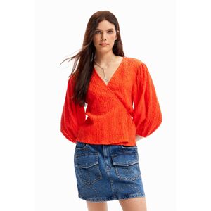 Desigual Textured wrap blouse - ORANGE - XXL