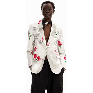 Desigual Straight floral text blazer - WHITE - S