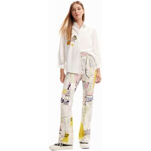 Desigual Newspaper flare trousers - WHITE - XS