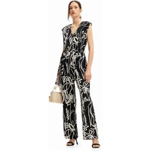 Desigual Long jumpsuit with arty flowers. - BLACK - XL