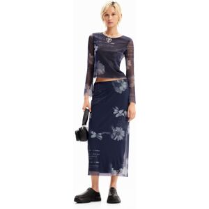 Desigual Tulle newspaper midi skirt - BLUE - S