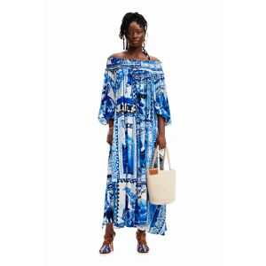 Desigual Stella Jean long arty postcard dress - BLUE - S