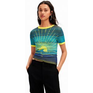 Desigual Knit wave T-shirt - BLUE - XXL